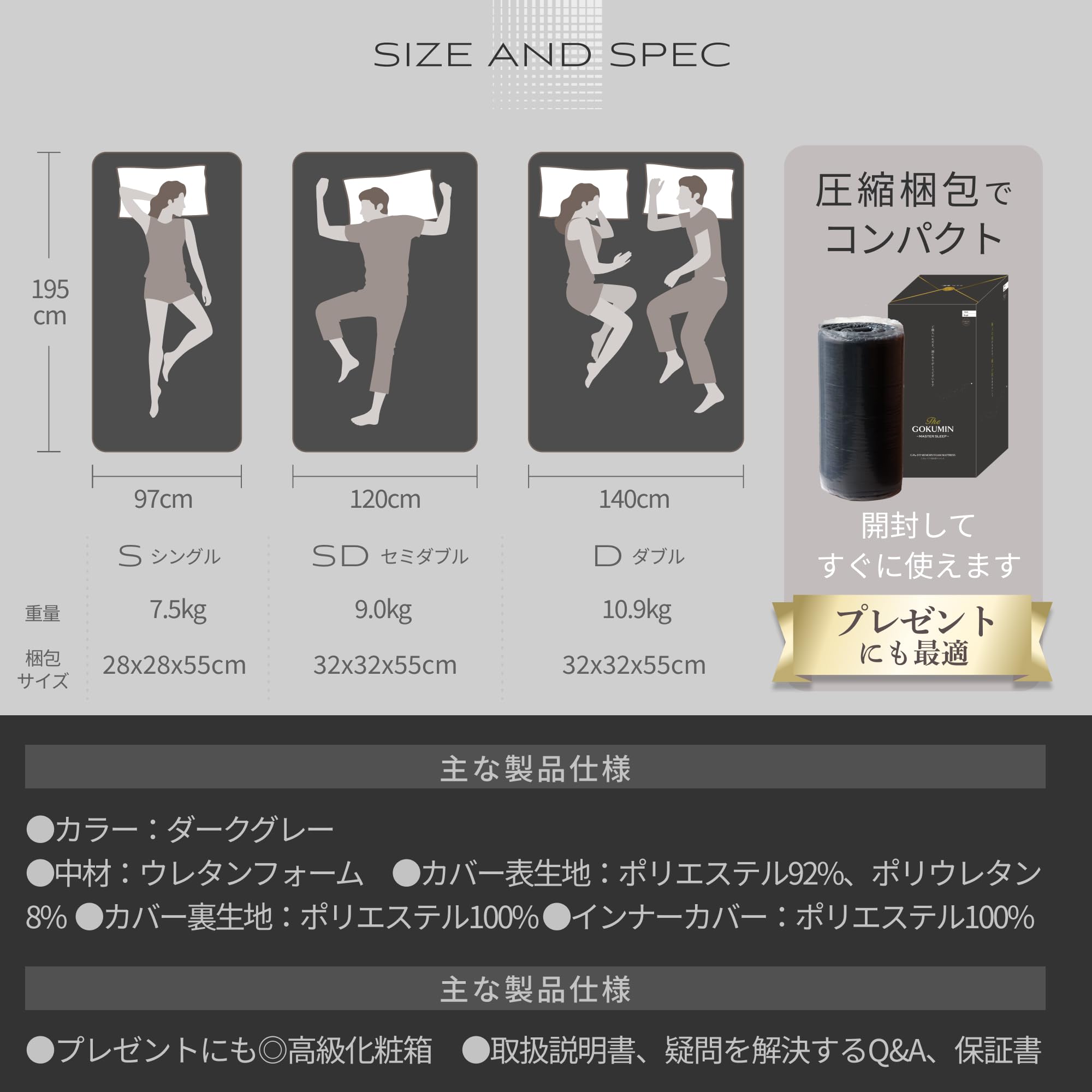 Amazon.co.jp: GOKUMIN マットレス 低反発 ベットマット 敷布団 厚さ