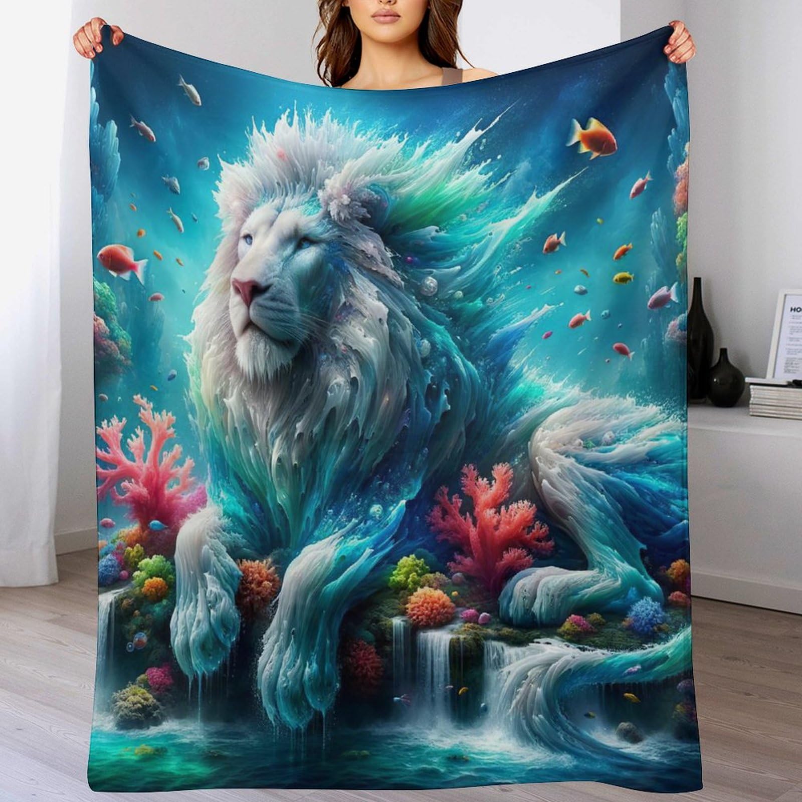 Couverture lion douce pour vos soirées cocooning sur le canapé