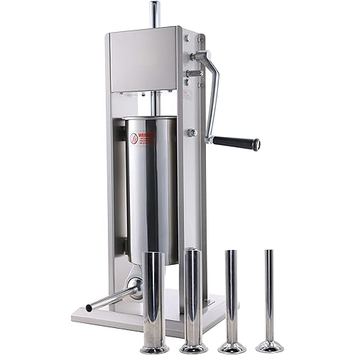 Clivia Stainless Steel Vertical Sausage Stuffer ,Sliver,Dual Speed, Easy Clean Up Sausage Maker (11Lb/5L)