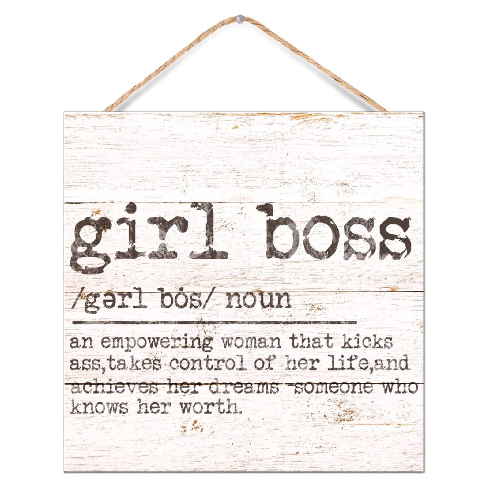 Panneau mural en bois Girl Boss Noun pour rompre la monotonie d'un mur