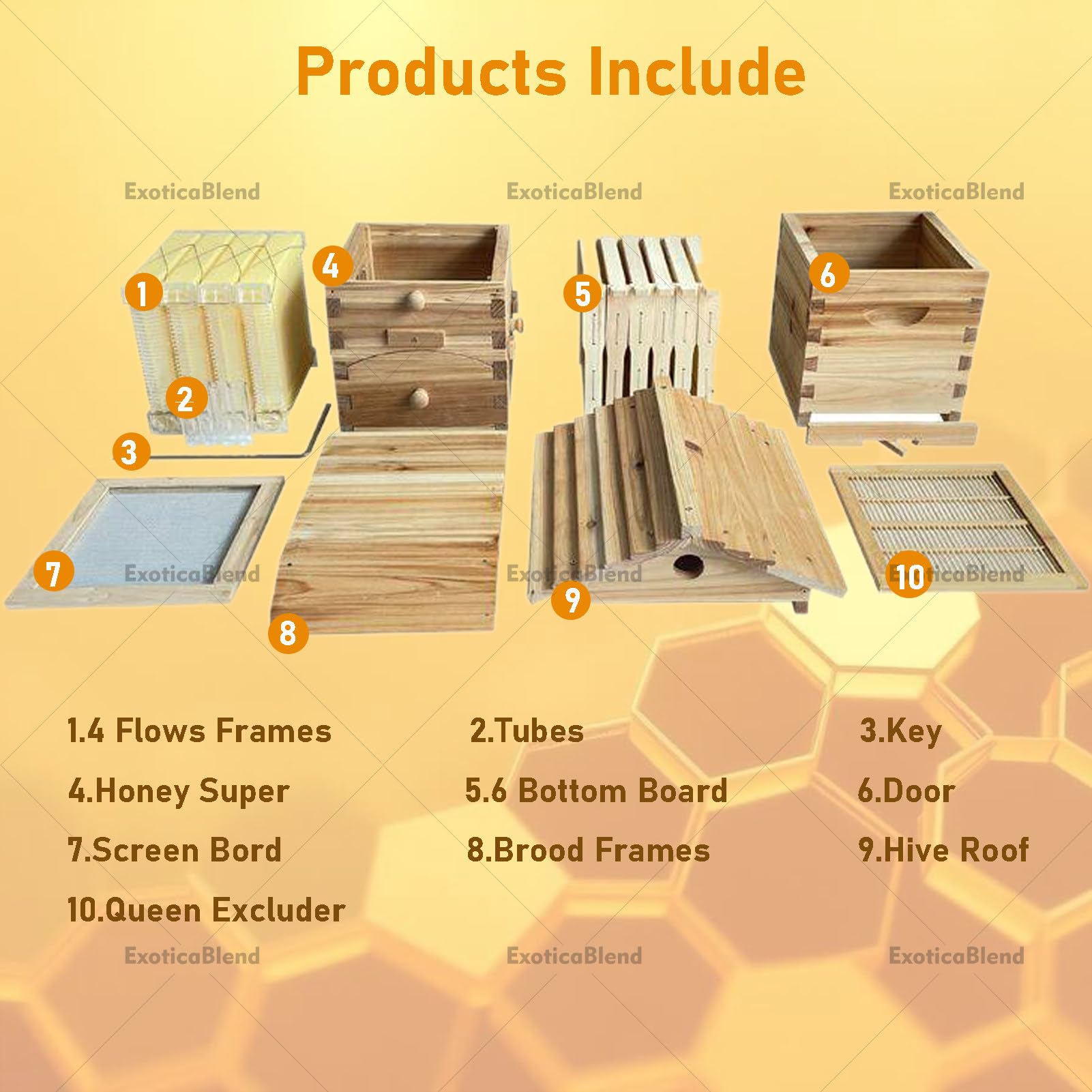 Kit Completo per Apicoltura per Principianti, Arnia in Legno con Finestra di Osservazione e Rubinetto per Il Miele, Include Casetta per Api Carpentiere per Giardini Amiche