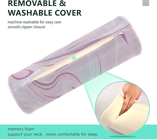 Miniatura 3 de JUNZAN Almohada de cojín de abstracción rosa para piernas Dormir Cuello Roll Almohada Cama Lumbar Redonda Almohada para Espuma de Memoria Soporte de