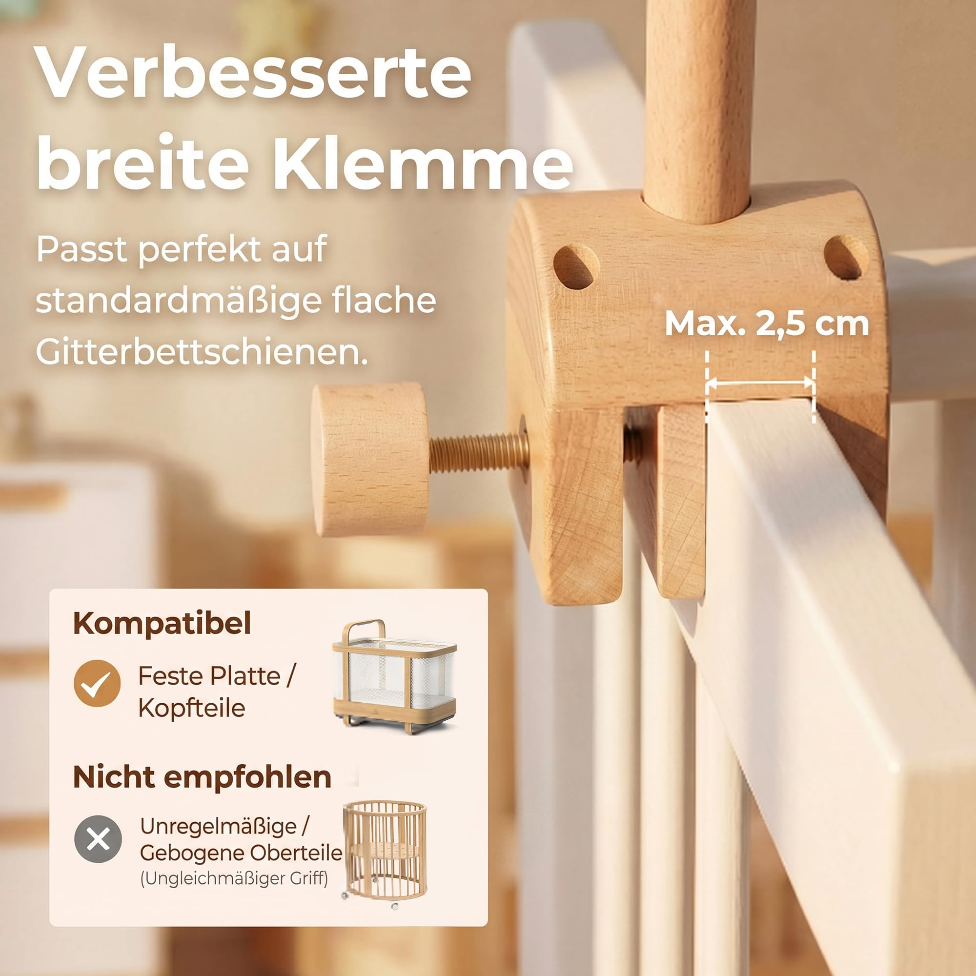 Supporto mobile in legno per lettino, supporto mobile per fasciatoio, decorazione per la cameretta dei bambini, personalizzato, supporto per cellulare, asta per appendere i campanelli eolici