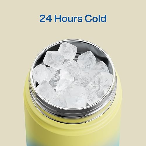 Miniatura 351 de ENCOOL Botella de agua aislada con popote, de acero inoxidable, a prueba de fugas, sin BPA, al vacío de doble pared que se mantiene fría durante 24