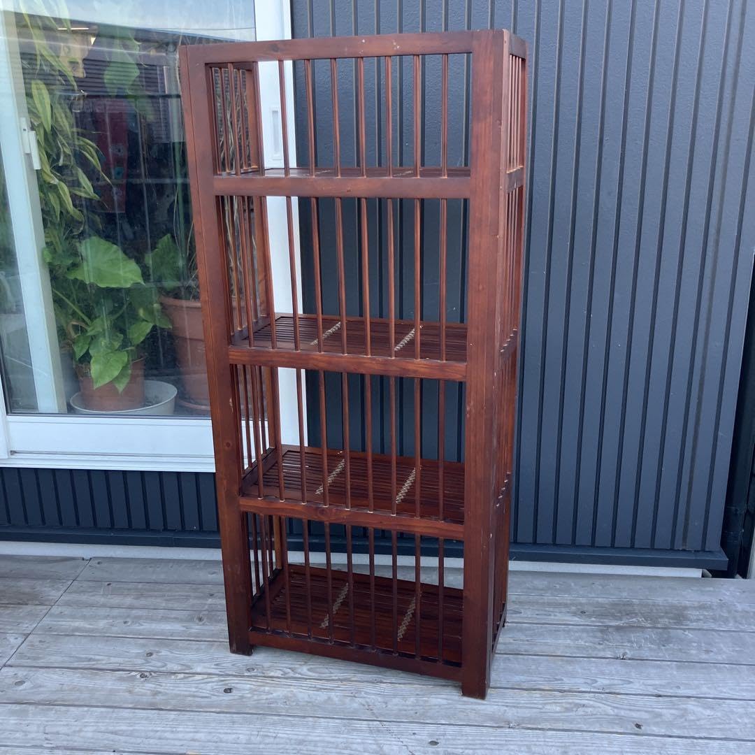 昭和レトロ 木製フレーム 4段折りたたみラック 飾り棚 花台 レトロ