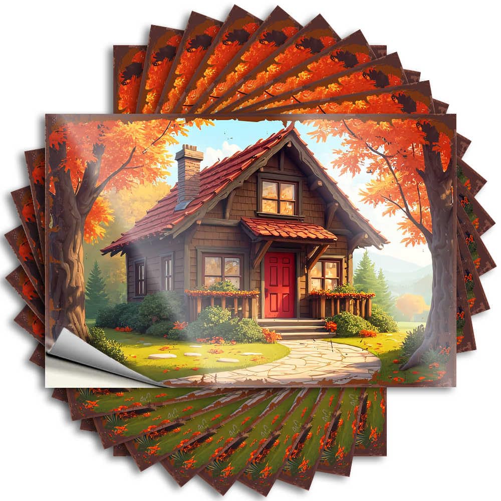 Fzfn Girls Colour Tattoo Garage Winter A Cozy Cottage In Autumn Splendor For Sports - Fall Decor Easy Peel Removable(8X12cm)