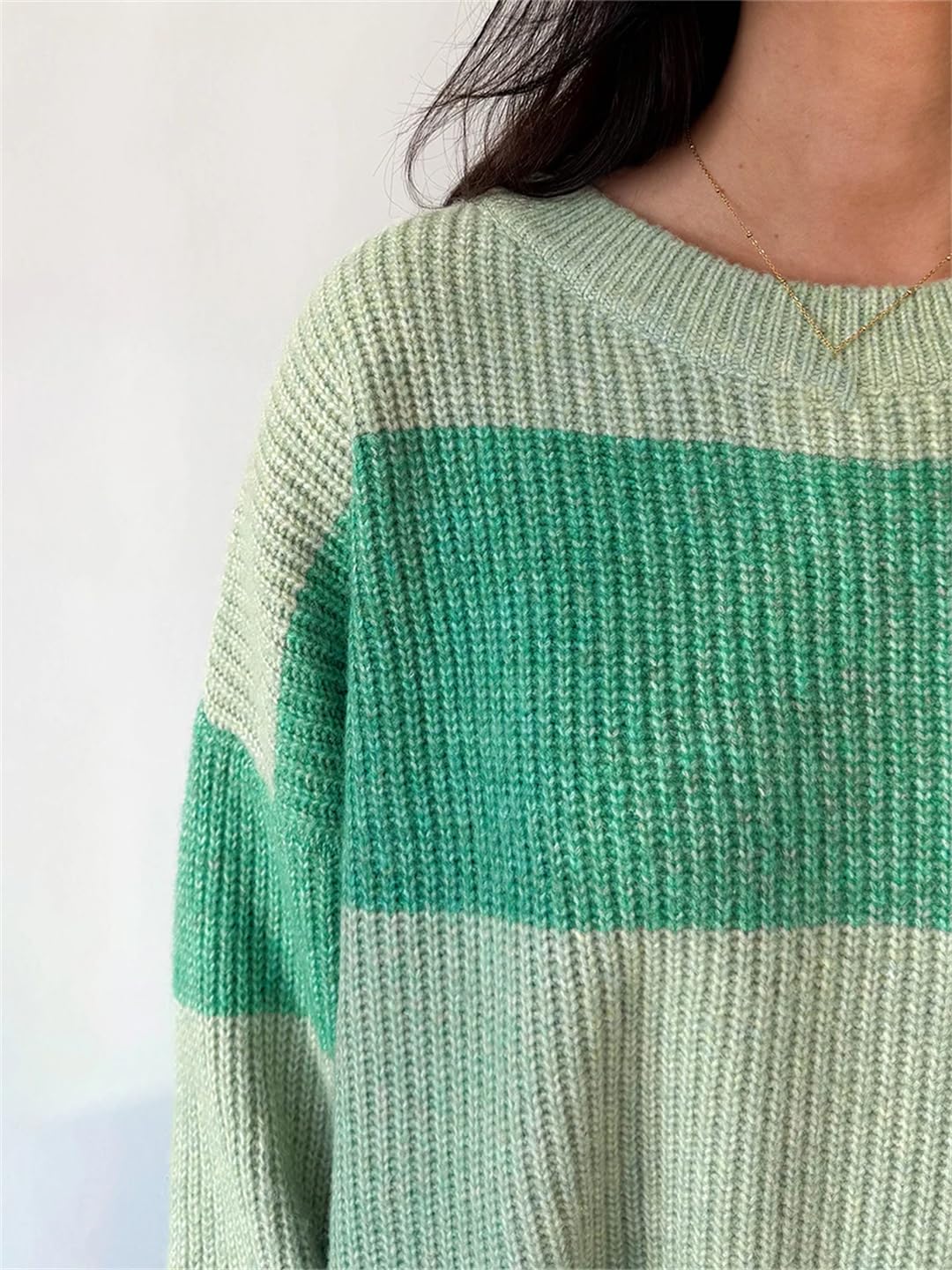 Damski sweter w jednolitym kolorze zimowy luźny długi rękaw modny dzianinowy S oversize sweter z prążkowanym okrągłym dekoltem
