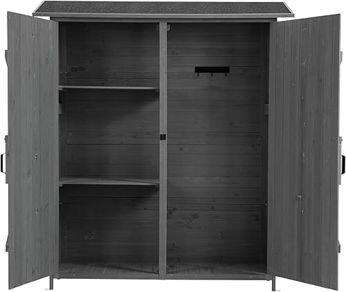 Miniatura 8 de Cobertizo de almacenamiento para exteriores de 56 pulgadas de largo x 19.5 pulgadas de ancho x 64 pulgadas de alto, con puerta con cerradura,