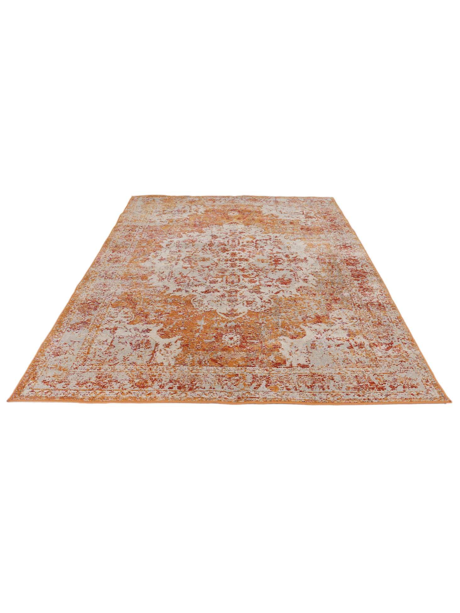 RugVista Nadia, Tapis, Vintage, 160 x 230 cm, Rectangulaire, Poil Moyen, Salle de séjour, à Manger, Chambre, Cuisine, Nettoyage Sec Seulement, Oeko_tex_100, Orange
