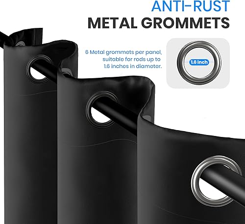 Miniatura 2 de Simple Deluxe Juego de 2 paneles de cortinas opacas de 63 pulgadas de largo, 2 cortinas largas con aislamiento térmico y ojales, 42 pulgadas de