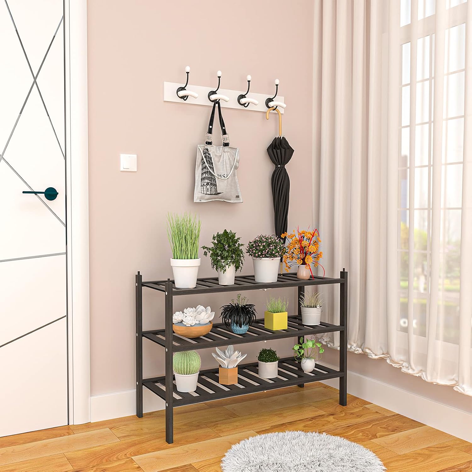 Qompaxs 3 Tier Shoe Rack, Premium Shoe Organizer or closet storage shelf, Perfect shoe rack for Entryway, Shoe Cubby, Bathroom, Hallway, Closet or Living Room