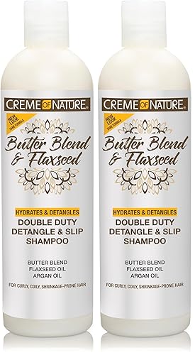 Miniatura 7 de Creme of Nature, Champú desenredante y antideslizante de doble función, mezcla de mantequilla, aceite de argán, aceite de linaza, fórmula