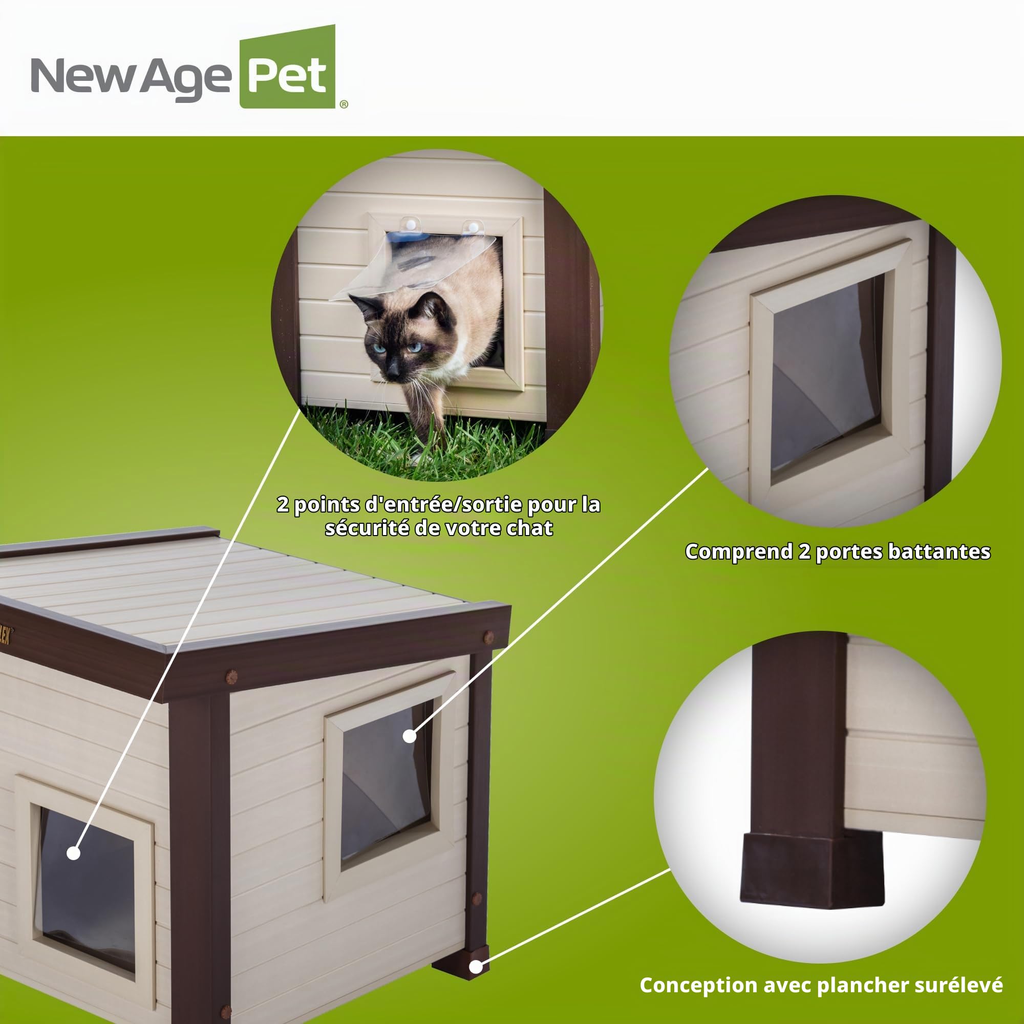 New Age Pet Ecth350 ecoFLEX Albany Outdoor Feral Maison pour Chat Multicolore