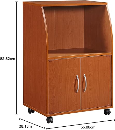 Miniatura 5 de Hodedah Mini carrito de microondas con dos puertas y estante para almacenamiento, cereza