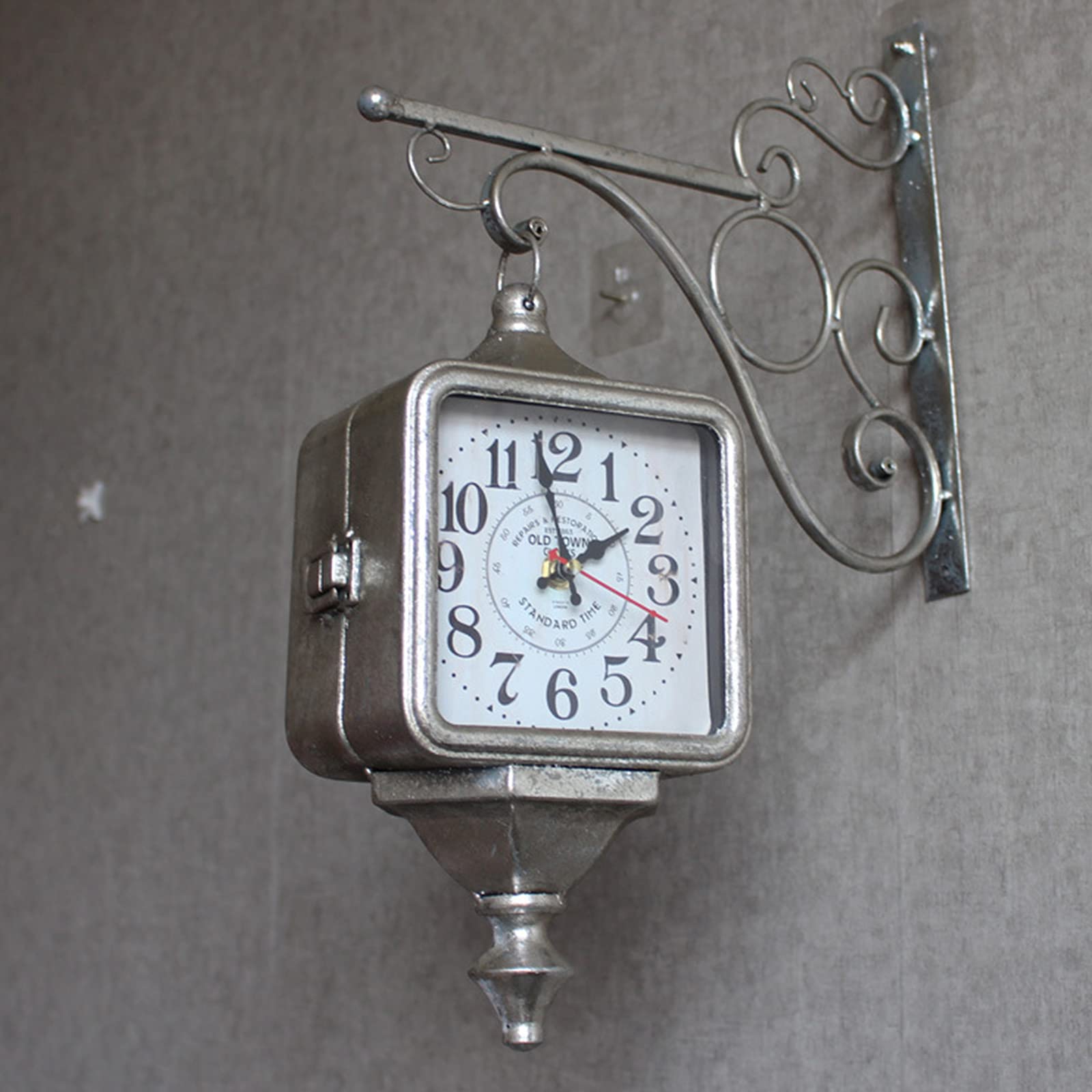 MYUYEE Retro Double Side Rotating Wall Clock Outdoor Clocks Iron Metal Silent Quiet Grand Wall Clock,360 Degree Rotation Mount Clock for Indoors/Outdoors Decor