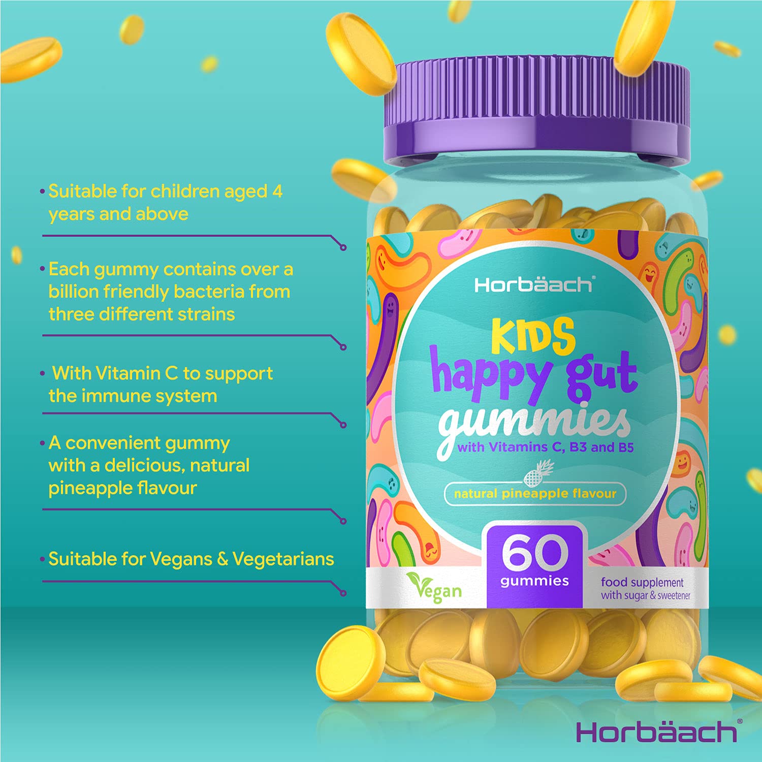 Kids Probiotic Gummies 60 Vegan Gummies Lactobacillus casei