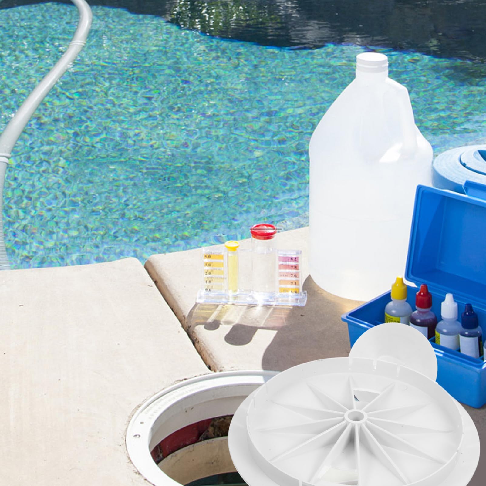 Abaodam Cubierta Redonda para Skimmer de Piscina de Abs Prevención de Residuos y Amplia Compatibilidad para Repuesto Exterior E Interior
