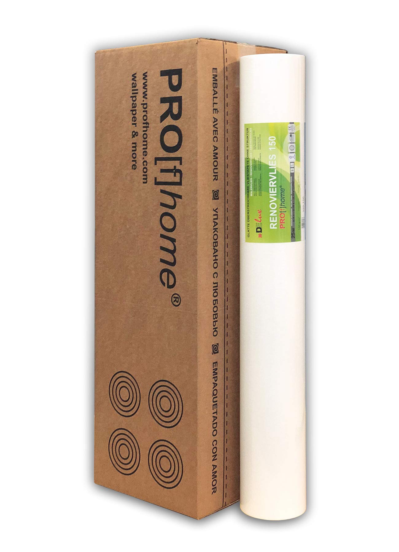 Profhome Renoviervlies 150g Öko Malervlies umweltbewusst Vlies glatte überstreichbare reißfeste Vliestapete nachhaltig umweltschonend weiß 1 Kart. 4 Rollen 75qm FSC® MIX Nr. TSUD-COC-001718-KR