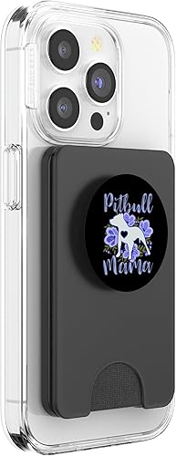 Miniatura 10 de Pitbull Mama - Soporte y agarre para teléfonos y tabletas, diseño de flores, color azul, Negro