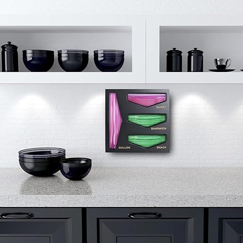 Miniatura 4 de Cozee Bay Organizador de almacenamiento de bolsas de bambú, dispensador de envoltura y organizador de cajones para cajón de cocina (negro)