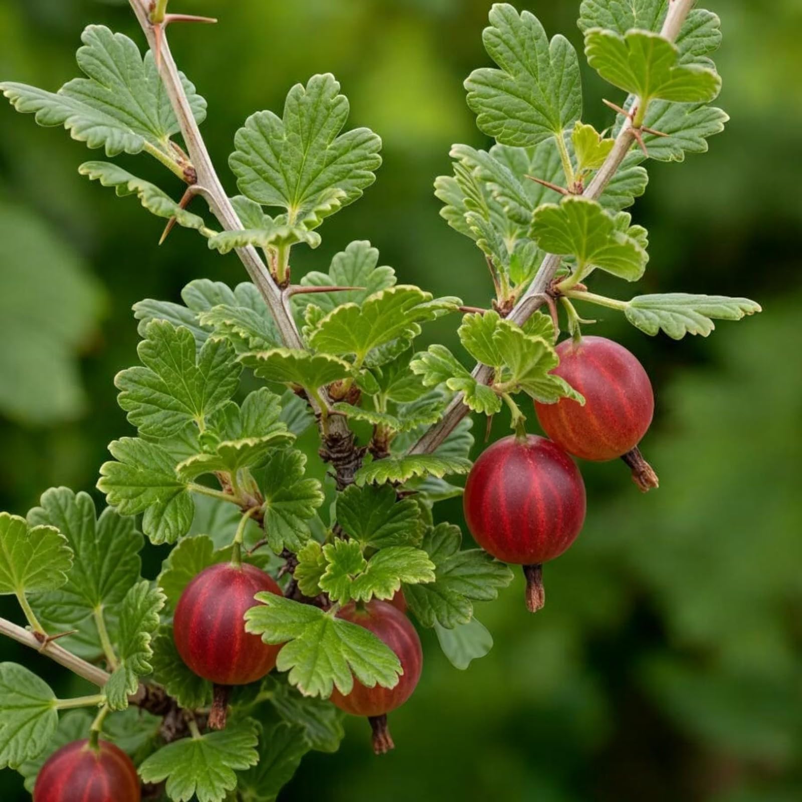 Carbeth Plants Gooseberry Fruit Bush in 9cm Pot - Ribes Uva Crispa Hinnonmäki - Hardy Gooseberry Plants in Red, Green or Mixed Varieties (Red Gooseberry, 3)