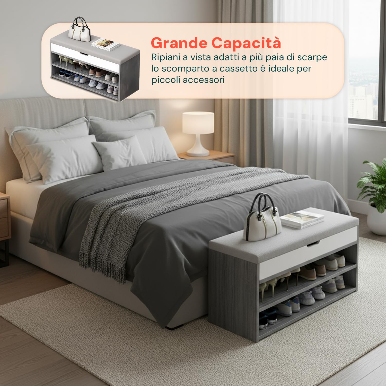 Avilia Panca Scarpiera Ingresso (Grigio)