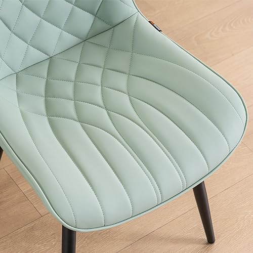 Miniatura 4 de YOUNUOKE Juego de 2 sillas de comedor de piel sintética con respaldo de asiento tapizado, modernas sillas de comedor de mediados de siglo para sala