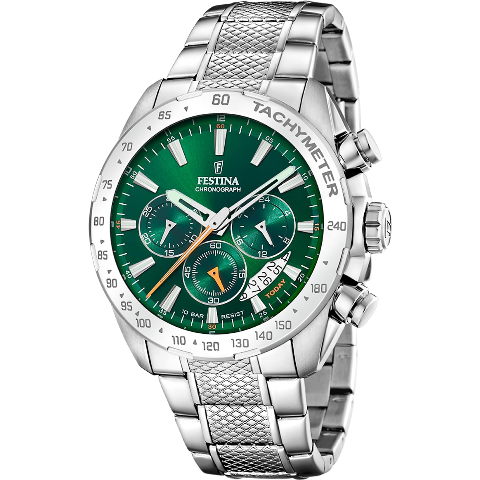 Festina Herrenuhr Analog aus Edelstahl 316l Silberfarben F20668/3 | Quarzwerk, Chronograph, Kalender, Robustes Mineralglas