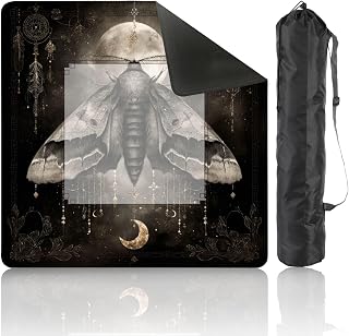 Mahjong Mat for Table Enchanting Shadowed Wings Boho Chiaroscuro Theme 31.5" x 31.5" Non-Slip Noise-Reducing Game Mat Premium Mahjong Accessories for Poker Dominoes Board Games