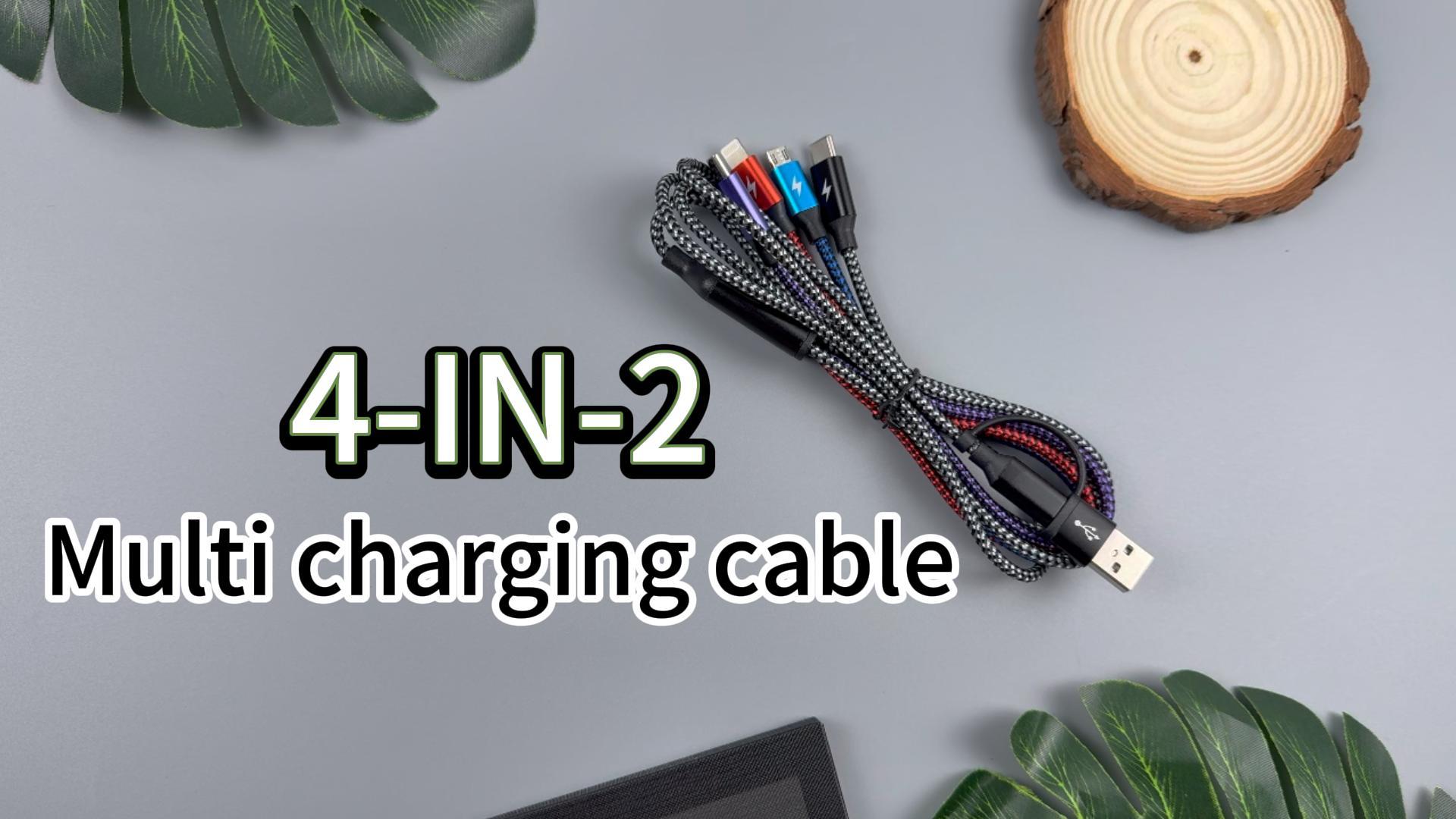 Image of USB C /A Multi Charger Cable, 4 in 2 Charging Cords for Multiple Devices