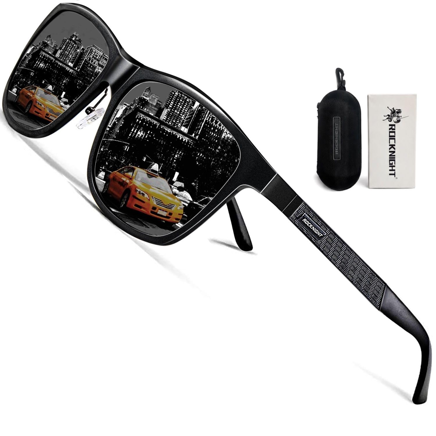 ROCKNIGHT Polarized Sunglasses for Men Outdoor Use Square UV400 Al-Mg Frame