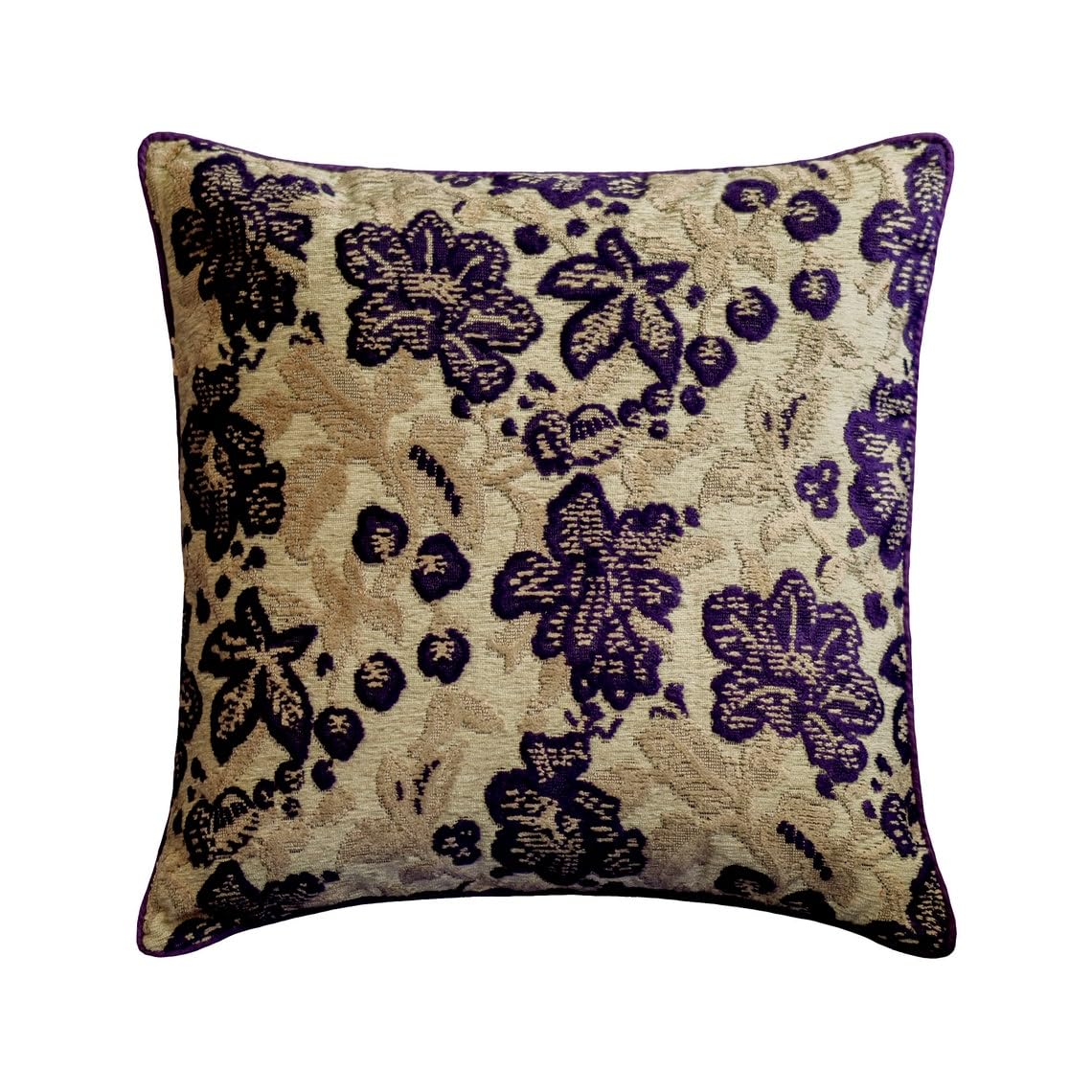 The HomeCentric Decorative Purple Euro Sham Pack of 2, 65x65 cm (26"x26"), Velvet Euro Sham, Square Throw Euro Pillow Sham, Nature & Floral Pattern Contemporary Style luxury Euro Sham - Plum Scented — image 1