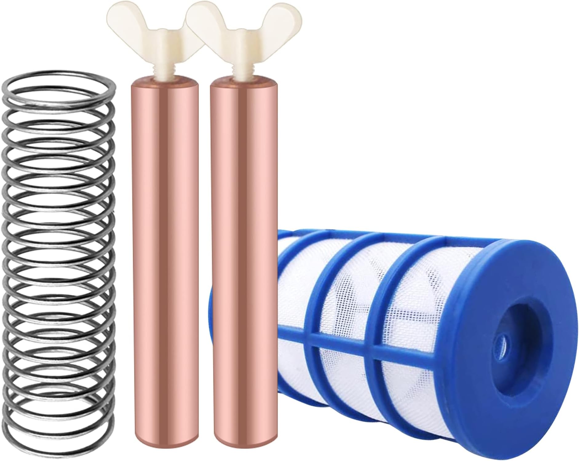Zhitaoxun 6 Pcs Copper Anode Replacement Kit Solar Pool Replacement Copper Anode,4.13 x 0.71 Inch Threaded M6,Includes Copper Anode, Threaded Basket,Spring,Wing Screw