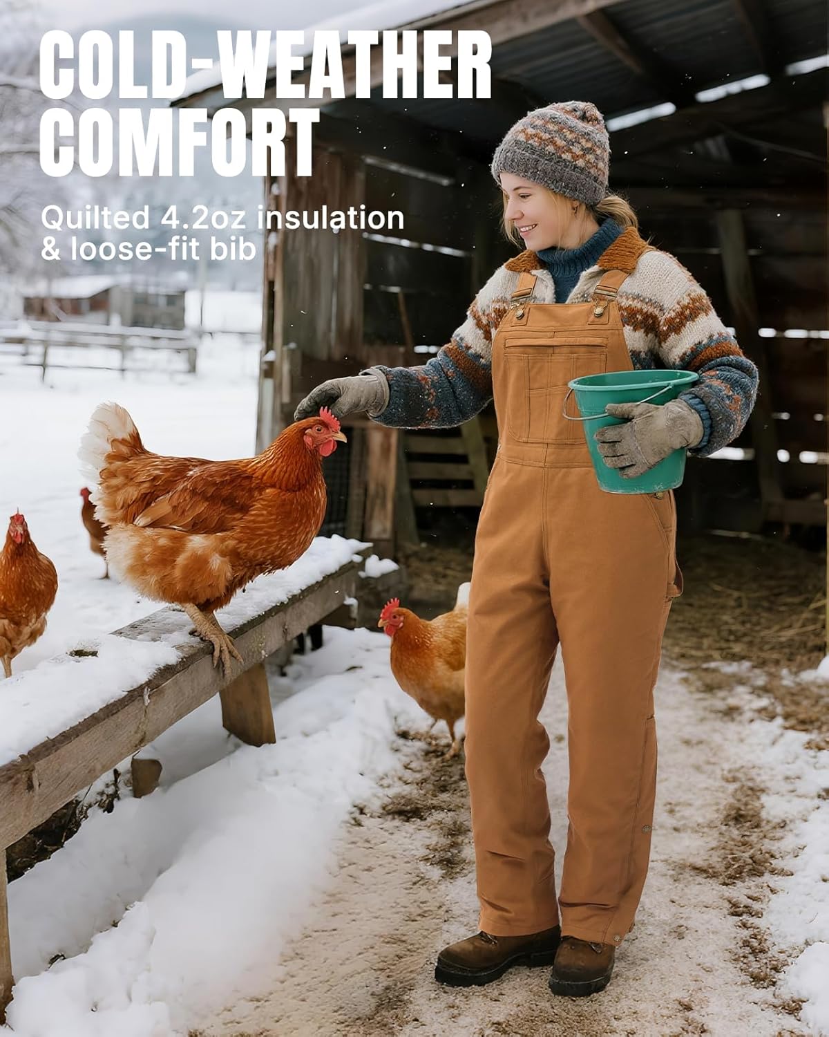 HISEA Insulated Bib Overalls for Women, Women's Essential Winter Water Resistant Overall, Ladies Snow Washed Overall for Work - Image 6