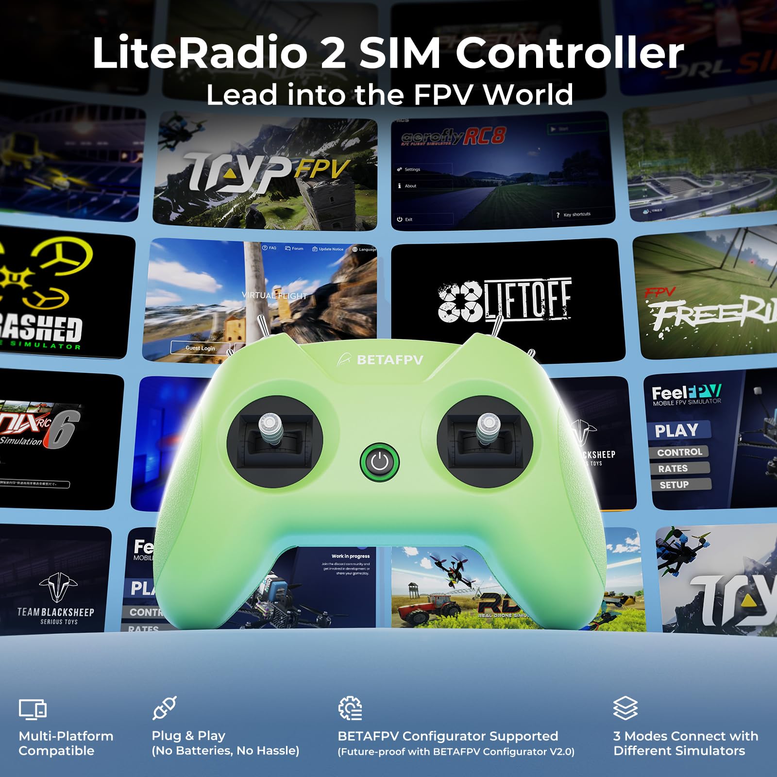 BettaFPV LiteRadio 2 - Controllore SIM per Simulatore di Volatura FPV per Principianti - Dettaglio