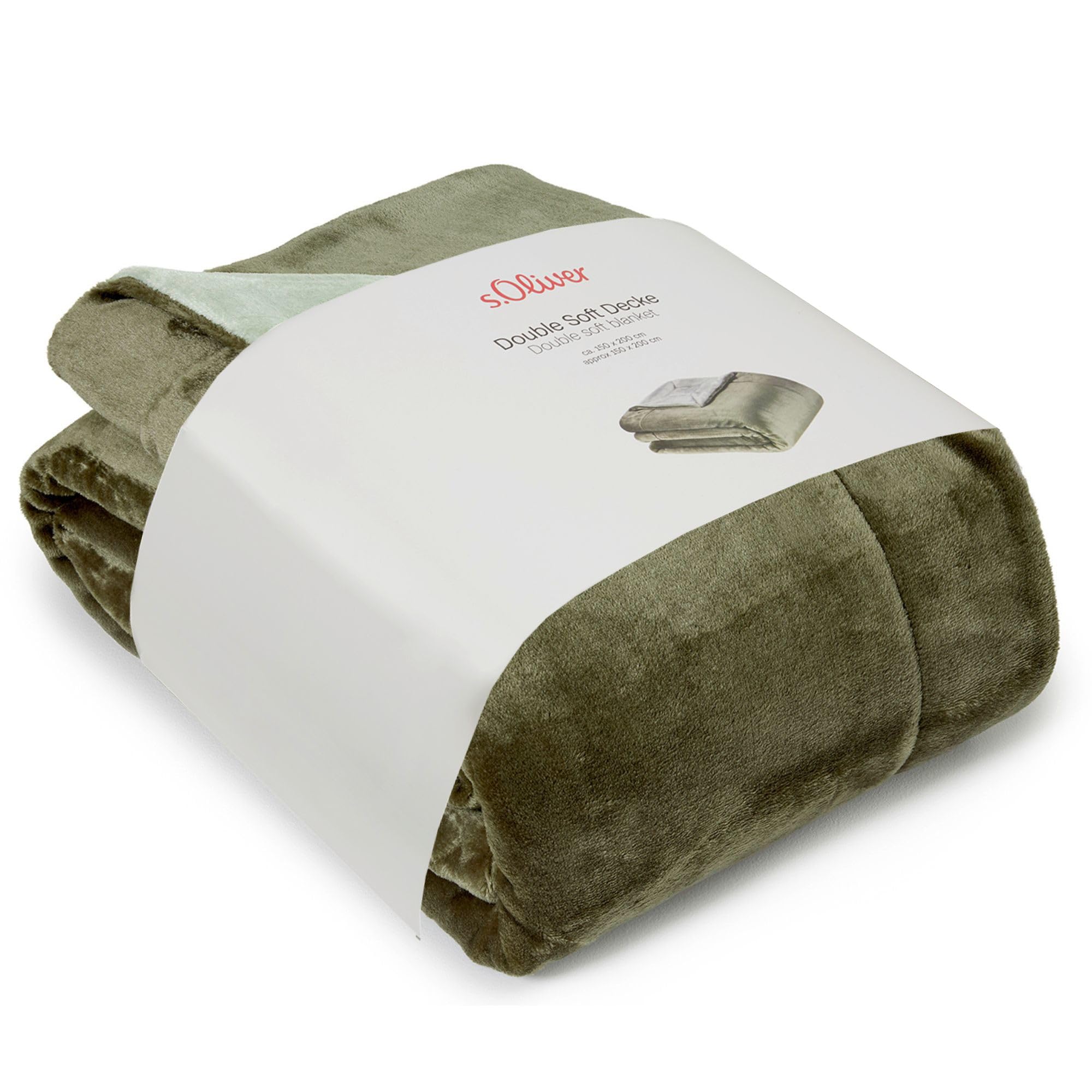 s.Oliver Doublesoft Cuddly Blanket 150 x 200 cm Super Cuddly and Warm Polyester Fleece Blanket Dark Green