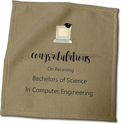 3dRose Bachelors of Science in Computer Engineering, Congratulations, Sepia - Towels (twl-256042-3)