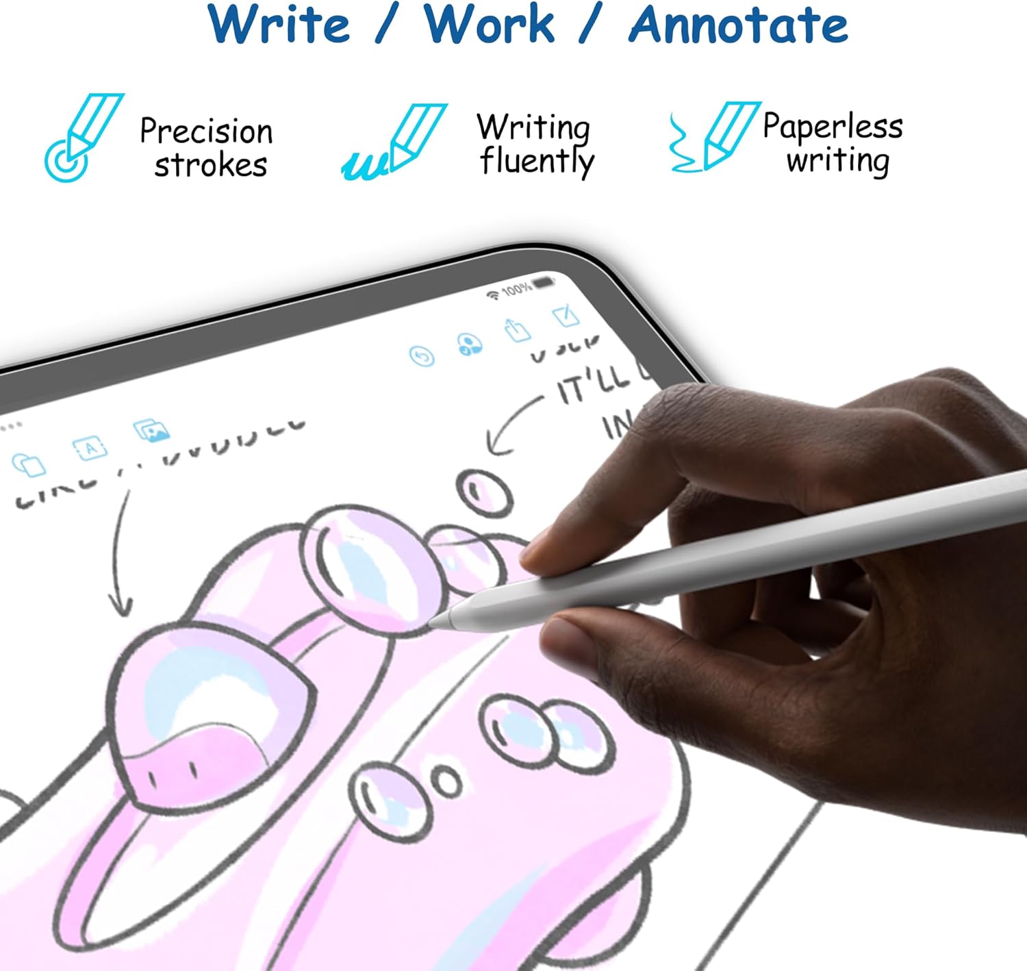 XIRON [2 PACK] Paper Screen Protector for iPad 9th/8th/7th Generation (10.2 Inch, 2021/2020/2019), Matte PET Film for iPad 10.2, Write and Draw Like on Paper, Anti Glare Screen Protector image 2 of 8 B07YYY1DDZ