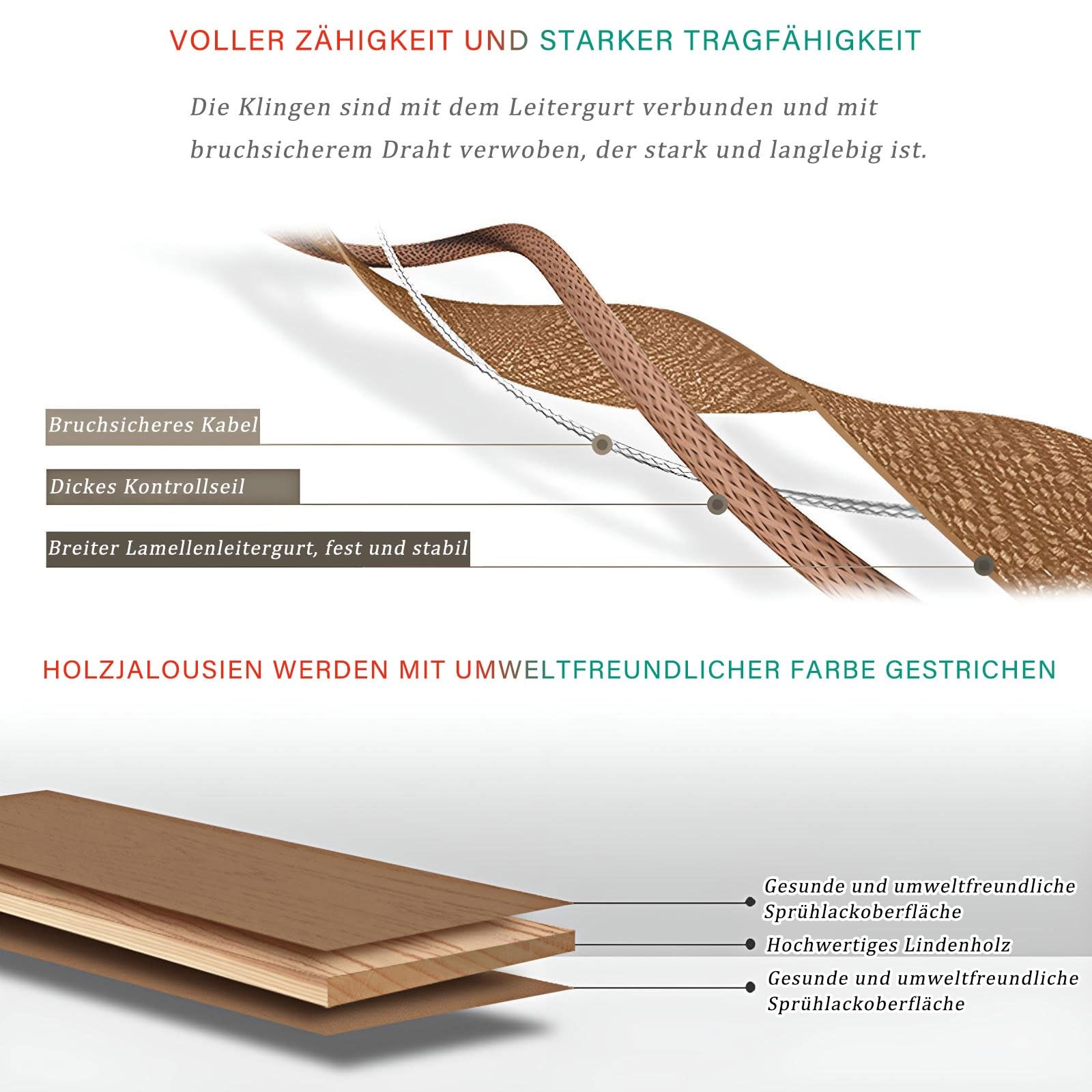 Jalousien Massivholz Jalousetten für Tür und Fenster Verdunkelungs Jalousie Sonnenschutz Sichtschutz Rollos Innen Horizontale Jalousette mit 50mm Lamellen für Heim Schmücken(120x200cm)