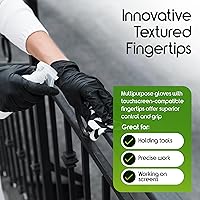 Vista 8 de Inspire Black Nitrile Gloves HEAVY DUTY 6 Mil Nitrile Chemical Resistant Medical Cooking Cleaning Disposable Black Gloves