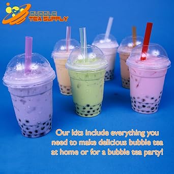 BUBBLE TEA SUPPLY Party Kit Black Aromatic Milk Tea Starter Bubble Tea Kit Gift Set Bubble Tea Boba Instant Boba Milk Tea Tapioca Bubble Tea Bubble Tea Starter Kit Tapioca Balls Boba Tea Powder Variety Bubble Tea Kit Boba for Bobas Drinks