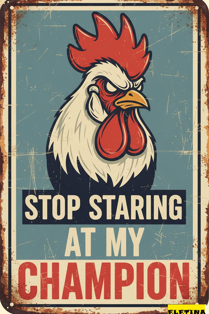 Vintage Metal Tin Sign for Funny Chicken Wall Decor,Angry Farm Wall Decor Rustic Farmhouse Decor Coop Barn Kitchen,Gift Chicken Lovers 8x12 Inch Private Property Decorative