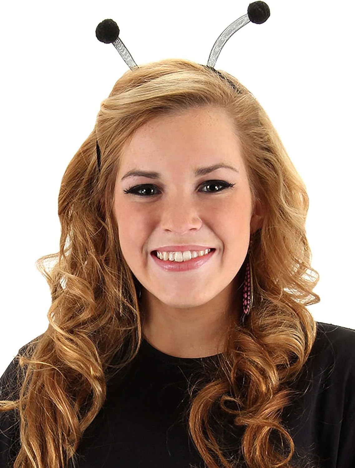 Black Bug Antennae Headpiece - Flexible Mesh Stems with Pompom Tips, One Size, Costume Accessory - Image 4