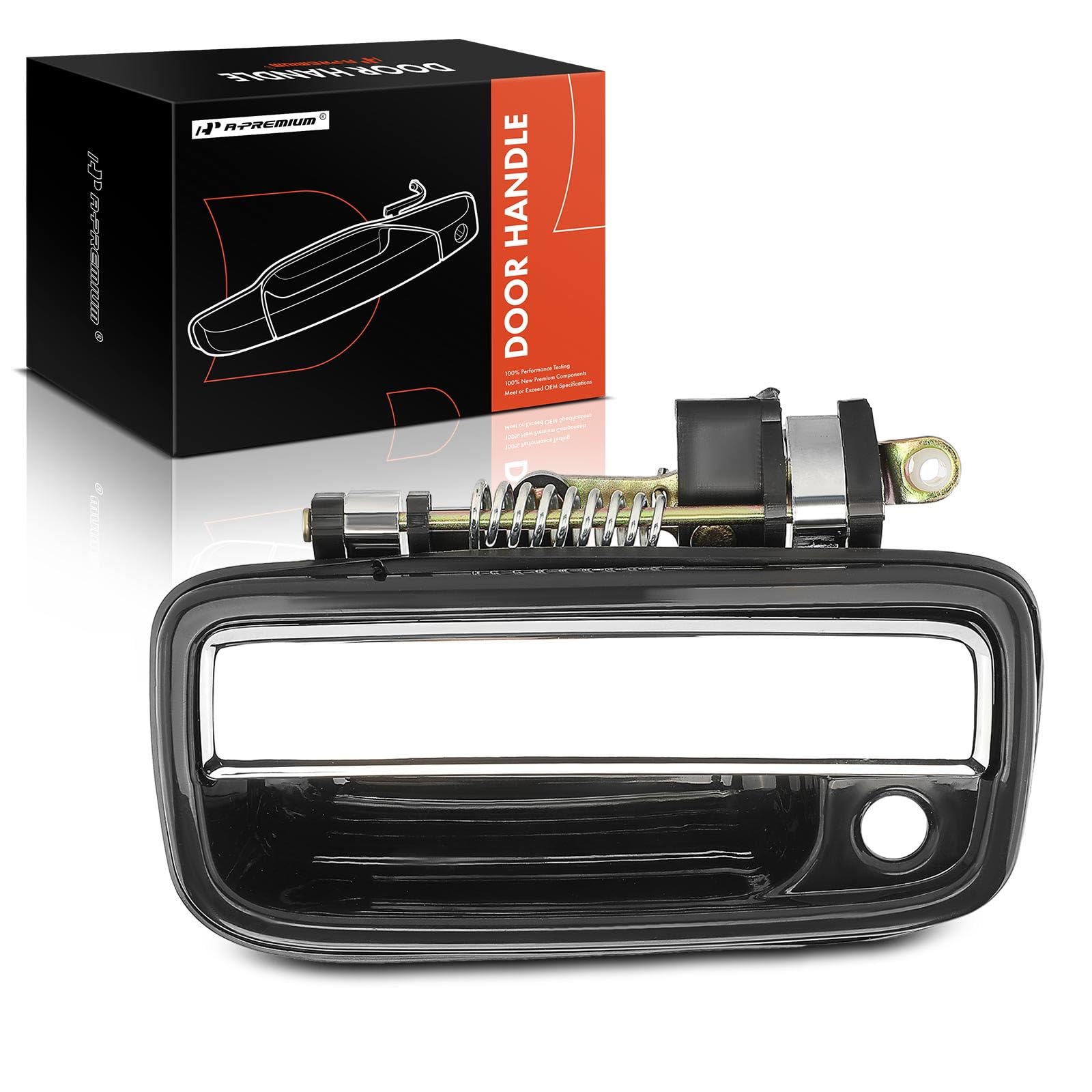 A-Premium Front Driver Side Exterior Door Handle with Keyhole Compatible with Toyota Tacoma 1995-2004, Black Housing with Chrome Lever, Replace#