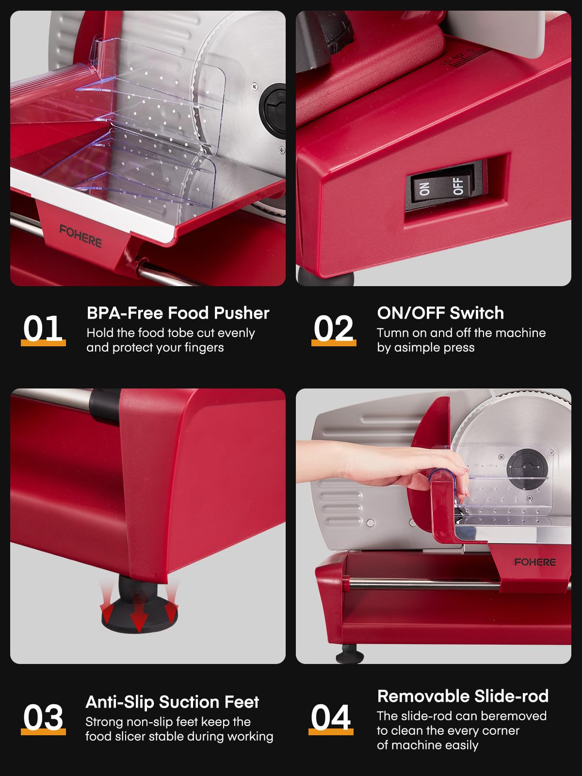 250W Affettatrice Elettrica da Casa, 3 Lame in Acciaio Inox con Diametro di 19 cm, Affettatrice Professionale, Spessore Regolabile 0-15mm Per Carne Formaggio Pane, Facile da Pulire