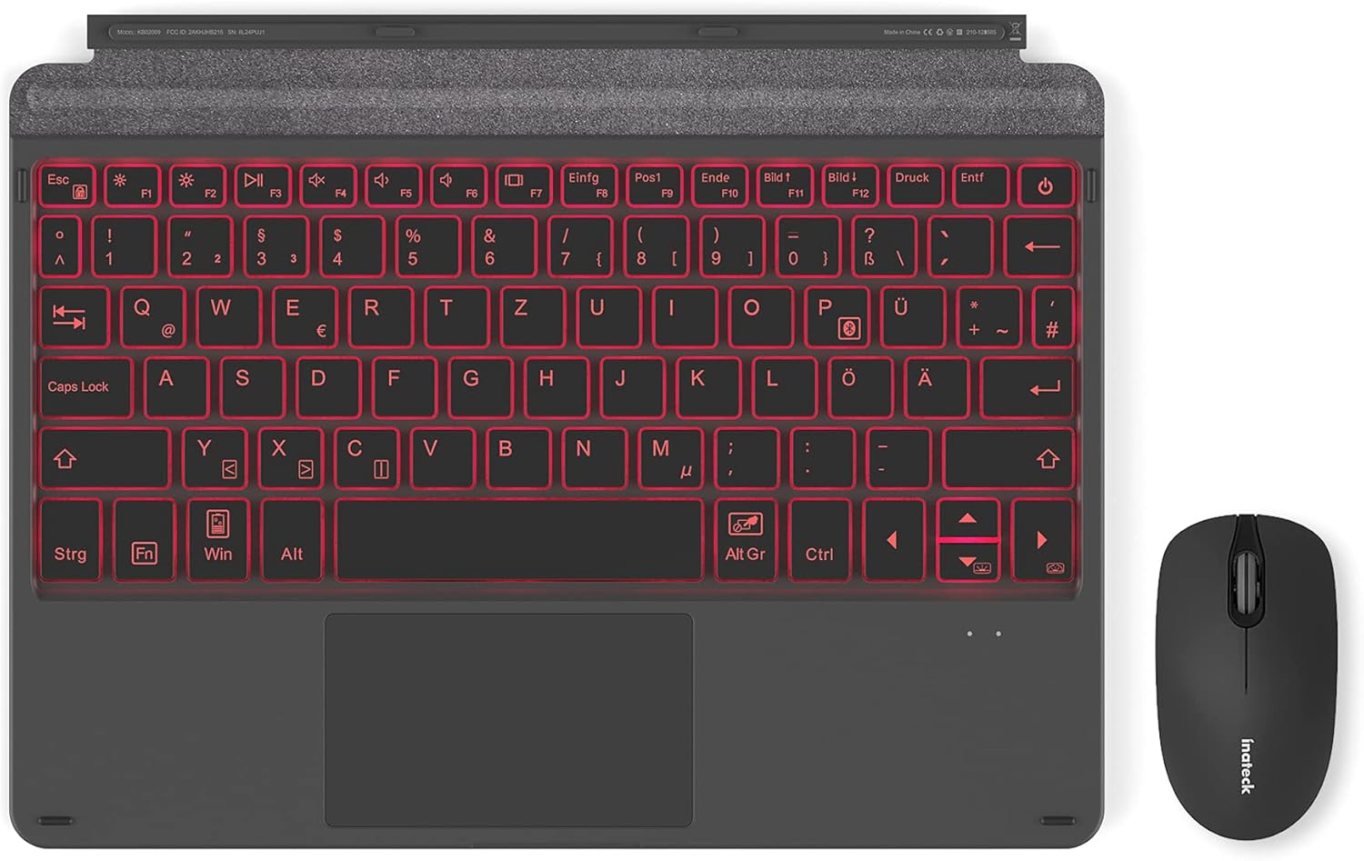 Inateck Surface Go Keyboard, Bluetooth 5.1 with 7-Color Backlight, with Wireless Mouse 2.4G with USB-A/USB-C Receivers, Bundle Product
