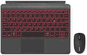 Inateck Surface Go Keyboard, Bluetooth 5.1 with 7-Color Backlight, with Wireless Mouse 2.4G with USB-A/USB-C Receivers, Bundle Product