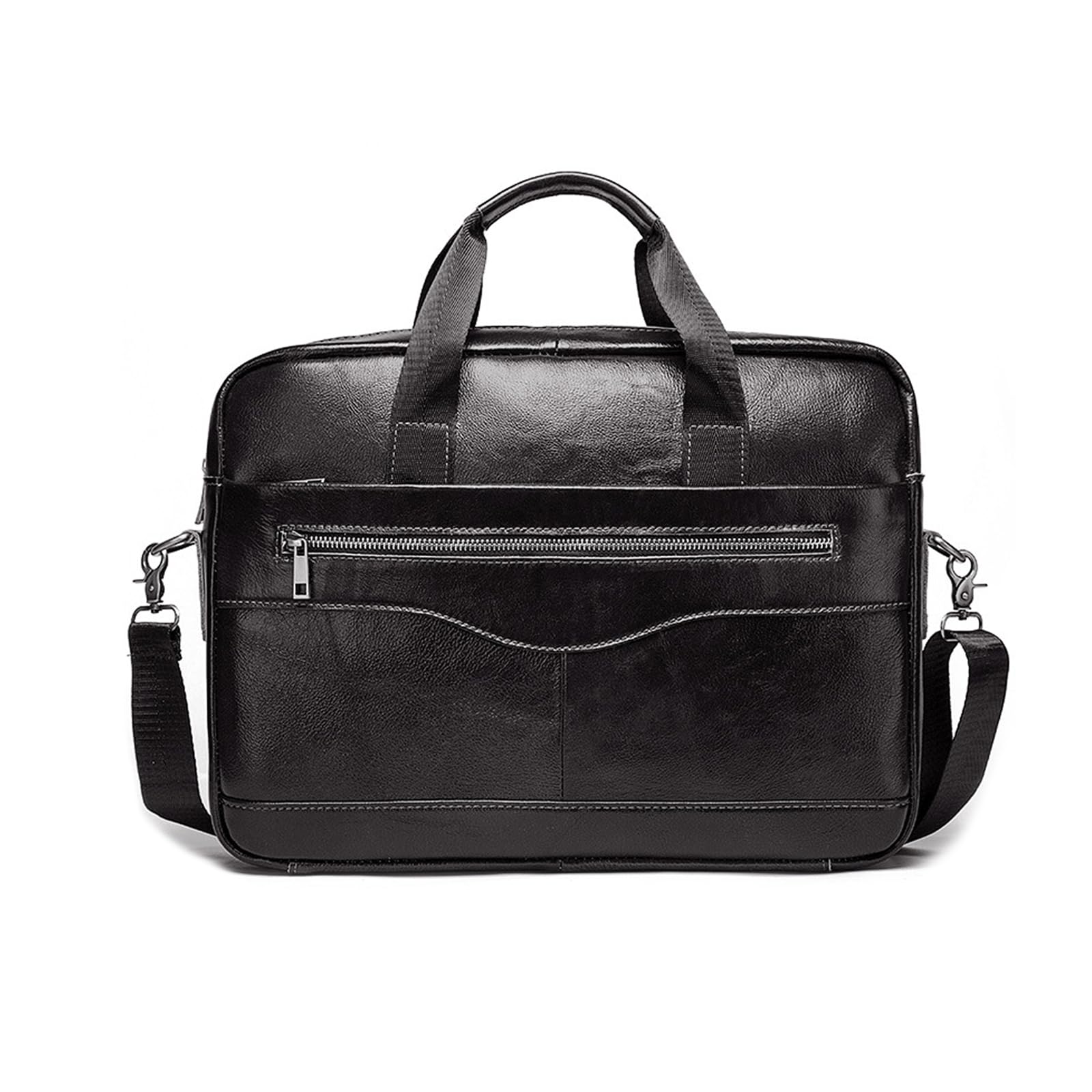 FANDARE Męska teczka vintage etui z prawdziwej skóry pasuje do notatnika 15,6 cala, torba biznesowa z odpinanym paskiem na ramię, wygodne noszenie dłoni, wiele kieszeni
