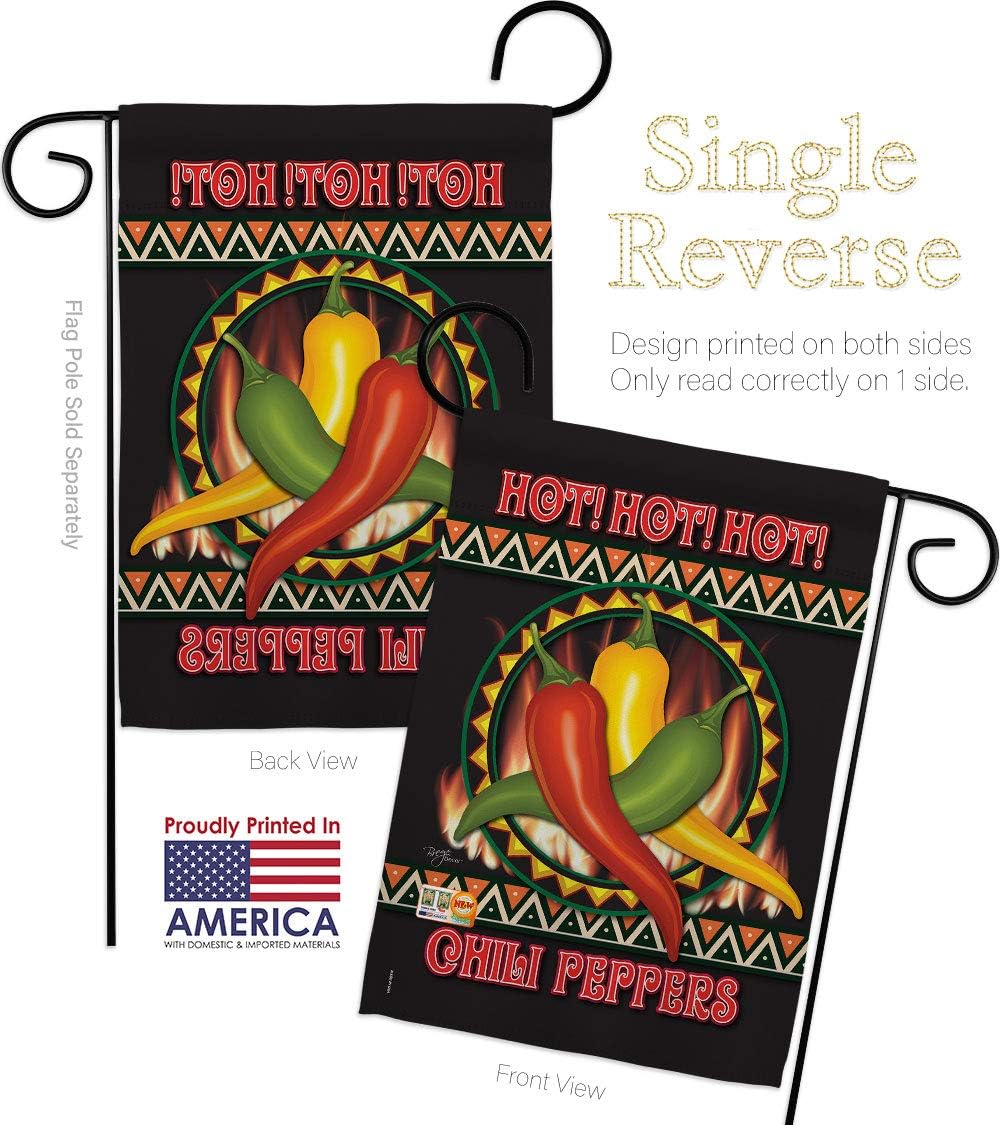 Chili Peppers Garden Flag Set Wall Holder Food Vegetable Pumpkin Chilli Squash Pepper Harvest Autumn Farm Herbs Small Decorative Gift Yard House Banner Made In USA 13 X 18.5