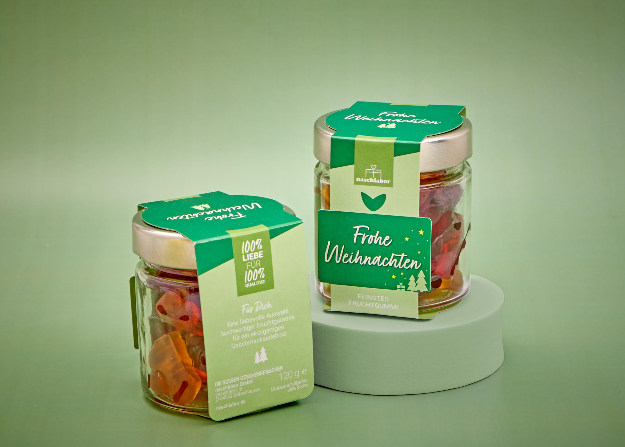 Frohe Weihnachten Fruchtgummi im Geschenkglas 120g | Süße Gummibärchen zur Weihnachtszeit | Adventskalender Geschenk | Fruchtgummi Geschenk für die ganze Familie